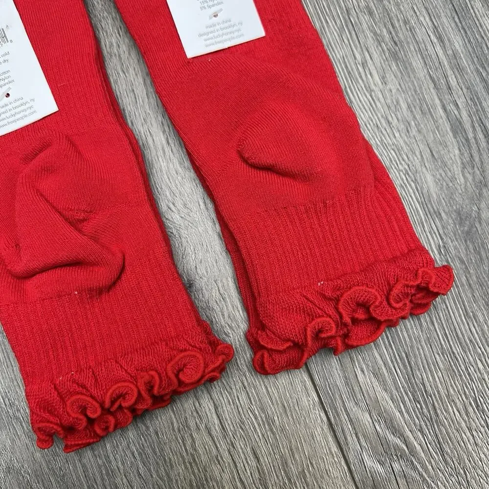 2 Pack Free People Movement Red Ruffle Sport Socks Winterberry $18